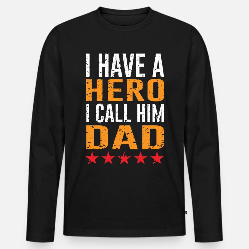 Bester Dad I Bester Papa - Männer Premium Bio Langarmshirt - Schwarz