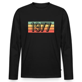 Year 1977 - Men's Premium Organic Long Sleeve Shirt - black - Front - Nico (187cm)