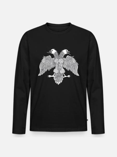 Albanese Albanese Albanese Adelaar Dubbele Adelaar - Mannen Premium Bio shirt met lange mouwen - zwart