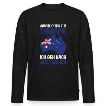 Australien - Männer Premium Bio Langarmshirt - Schwarz - Vorne - Nico (187cm)