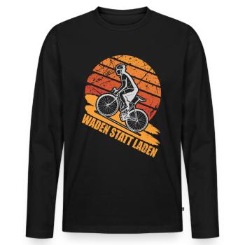 Fahrrad Waden statt laden - Männer Premium Bio Langarmshirt - Schwarz - Vorne - Nico (187cm)