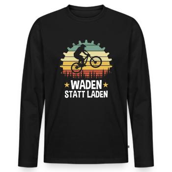 Radfahrer Waden Statt Laden - Männer Premium Bio Langarmshirt - Schwarz - Vorne - Nico (187cm)