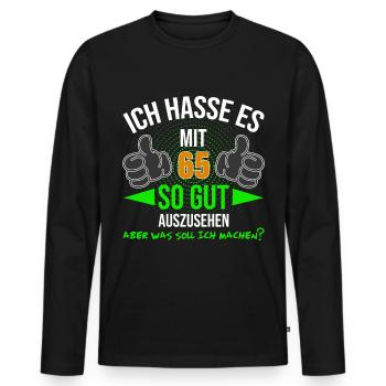 Ich hasse es mit 65 so gut auszusehen Vintage - Männer Premium Bio Langarmshirt - Schwarz - Vorne - Nico (187cm)