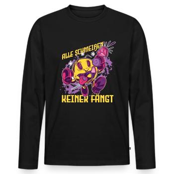 Alle schmeißen keiner fängt Raver Lustig - Männer Premium Bio Langarmshirt - Schwarz - Vorne - Nico (187cm)
