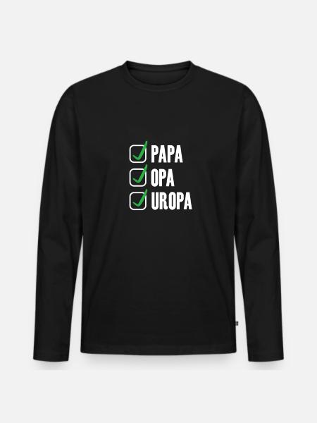Papa Opa Uropa - Männer Premium Bio Langarmshirt - Schwarz