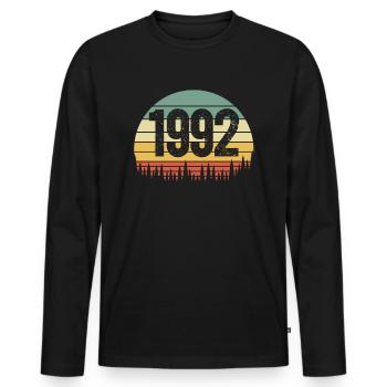 Born in 1992 - Men's Premium Organic Long Sleeve Shirt - black - Front - Nico (187cm)