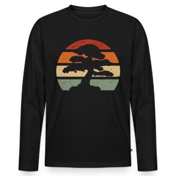 Horizont mit vintage Bonsai - Männer Premium Bio Langarmshirt - Schwarz - Vorne - Nico (187cm)