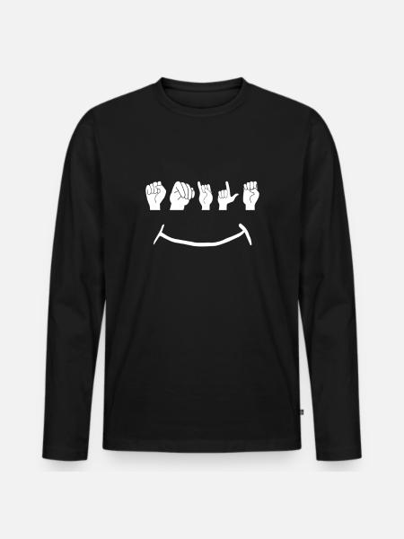 Sign language smile - Men's Premium Organic Long Sleeve Shirt - black