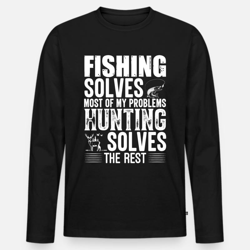 Fischen Jagd - Männer Premium Bio Langarmshirt - Schwarz