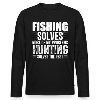 Pêche Chasse - T-shirt manches longues Premium bio Homme - noir - Devant - Nico (187cm)