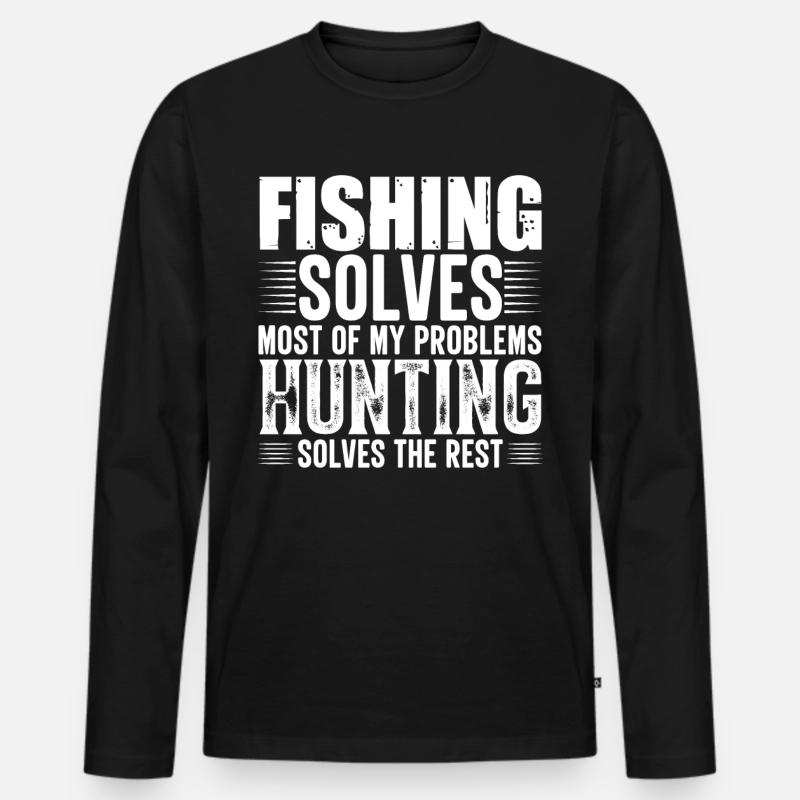 Fischen Jagd - Männer Premium Bio Langarmshirt - Schwarz