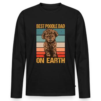 Caniche Poodle Dog Chien Amateur de chien Cadeau - T-shirt manches longues Premium bio Homme - noir - Devant - Nico (187cm)