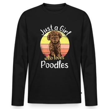 Caniche Poodle Dog Chien Amateur de chien Cadeau - T-shirt manches longues Premium bio Homme - noir - Devant - Nico (187cm)