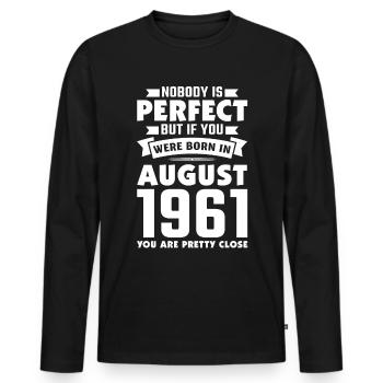 60th birthday gift August 1961 60 years - Men's Premium Organic Long Sleeve Shirt - black - Front - Nico (187cm)