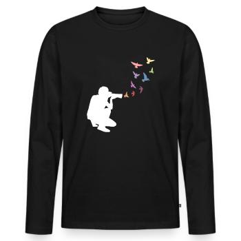 Fotografie Fotograf Vögel bunt - Männer Premium Bio Langarmshirt - Schwarz - Vorne - Nico (187cm)