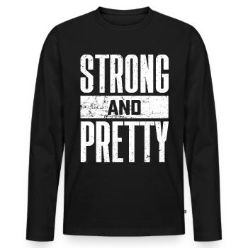 Strong and Pretty Funny Saying Fitness Gym - Men's Premium Organic Long Sleeve Shirt - black - Front - Nico (187cm)