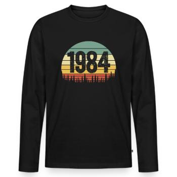 Born in 1984 - Men's Premium Organic Long Sleeve Shirt - black - Front - Nico (187cm)