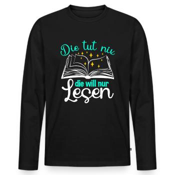 Le rat de lecture veut juste lire - T-shirt manches longues Premium bio Homme - noir - Devant - Nico (187cm)