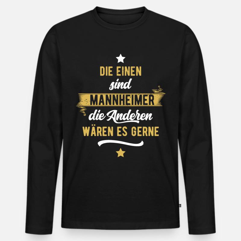 Mannheim - Mannheimer - Monnemer - Männer Premium Bio Langarmshirt - Schwarz