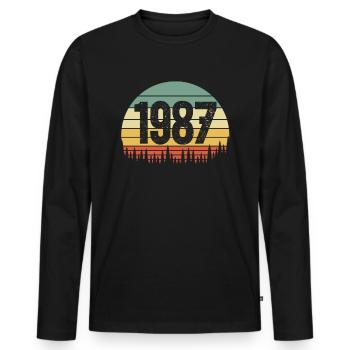 Born in 1987 - Men's Premium Organic Long Sleeve Shirt - black - Front - Nico (187cm)