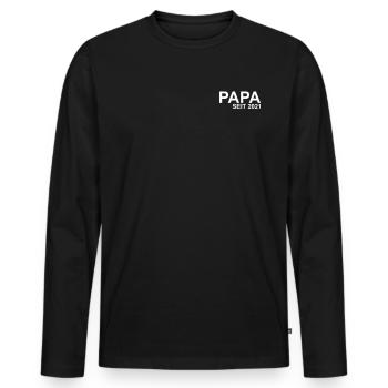 Papa seit 2021 - Männer Premium Bio Langarmshirt - Schwarz - Vorne - Nico (187cm)