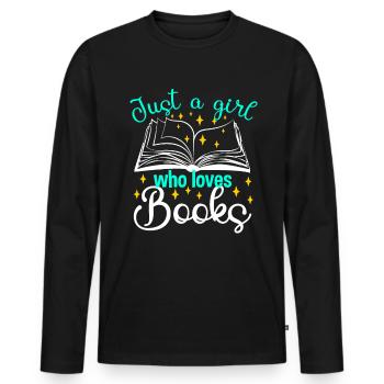 Juste une fille qui aime books Lecteureratte - T-shirt manches longues Premium bio Homme - noir - Devant - Nico (187cm)