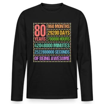 80 ans 80 anniversaire cadeau - T-shirt manches longues Premium bio Homme - noir - Devant - Nico (187cm)