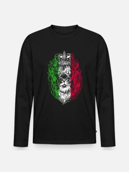 Italien løve løve hoved italiensk italiensk - Premium økologisk langærmet T-shirt til mænd - sort