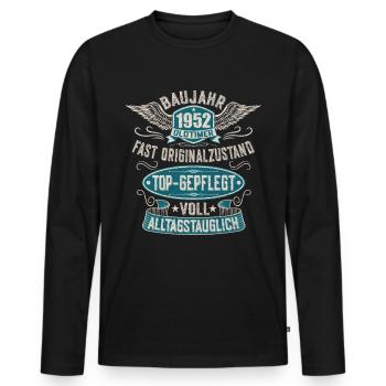 Baujahr 1952 70. Geburtstag Jahrgang 52 Oldtimer - Männer Premium Bio Langarmshirt - Schwarz - Vorne - Nico (187cm)