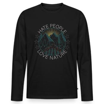 Hate People Love Nature - T-shirt manches longues Premium bio Homme - noir - Devant - Nico (187cm)