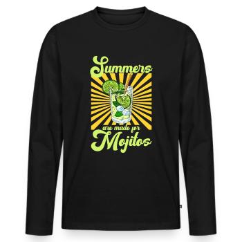 Summers are made for Mojitos - Men's Premium Organic Long Sleeve Shirt - black - Front - Nico (187cm)