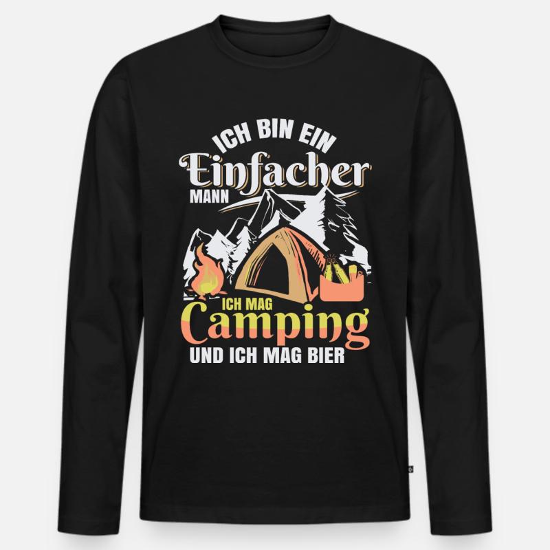 Camping Bier Camper Herren Wohnwagen - Männer Premium Bio Langarmshirt - Schwarz