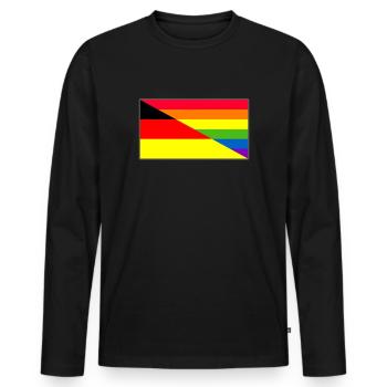 Deutschland Regenbogenflagge Fahne - Männer Premium Bio Langarmshirt - Schwarz - Vorne - Nico (187cm)