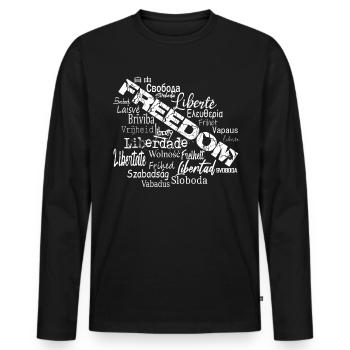 Freedom Peace Democracy - Political Statement - Men's Premium Organic Long Sleeve Shirt - black - Front - Nico (187cm)