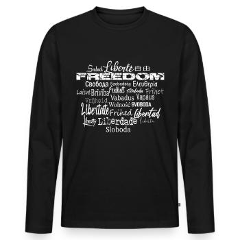 Freedom Peace Democracy - Political Statement - Men's Premium Organic Long Sleeve Shirt - black - Front - Nico (187cm)