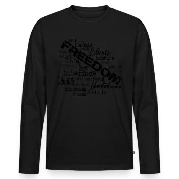 Freedom Peace Democracy - Political Statement - Men's Premium Organic Long Sleeve Shirt - black - Front - Nico (187cm)