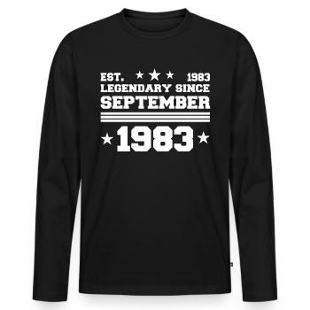 38th birthday gift September 1983 - Men's Premium Organic Long Sleeve Shirt - black - Front - Nico (187cm)