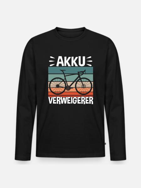 Fahrrad Akku Verweigerer - Männer Premium Bio Langarmshirt - Schwarz