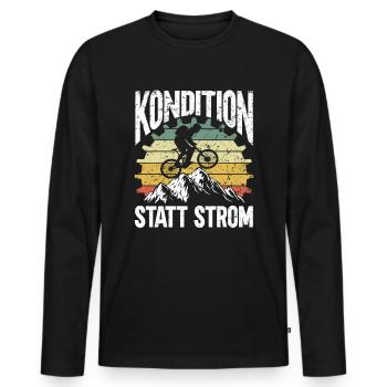 Radfahrer Kondition Statt Strom - Männer Premium Bio Langarmshirt - Schwarz - Vorne - Nico (187cm)