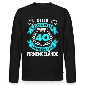 Legend enters 40 years of grounds - Company anniversary - Men's Premium Organic Long Sleeve Shirt - black - Front - Nico (187cm)