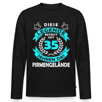 La légende entre dans 35 ans de terrain - Anniversaire de l’entreprise - T-shirt manches longues Premium bio Homme - noir - Devant - Nico (187cm)