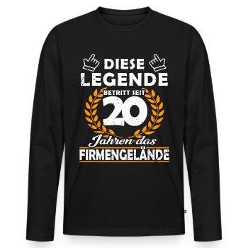 Legend enters 20 years of grounds - company anniversary - Men's Premium Organic Long Sleeve Shirt - black - Front - Nico (187cm)