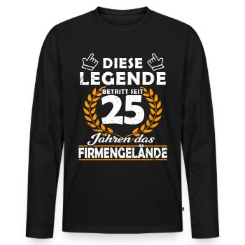 Legend enters 25 years of grounds - company anniversary - Men's Premium Organic Long Sleeve Shirt - black - Front - Nico (187cm)