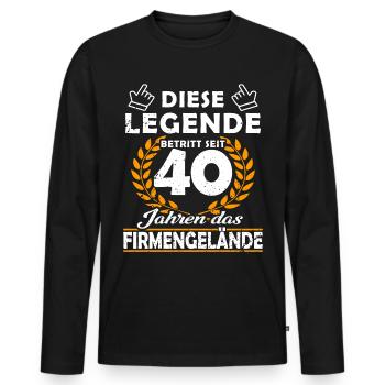 La légende entre sur le terrain pendant 40 ans - Anniversaire de l’entreprise - T-shirt manches longues Premium bio Homme - noir - Devant - Nico (187cm)