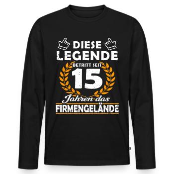 Legend enters 15 years of grounds - company anniversary - Men's Premium Organic Long Sleeve Shirt - black - Front - Nico (187cm)