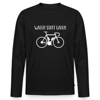 Waden Statt Laden Fahrrad Rennrad Radsport - Männer Premium Bio Langarmshirt - Schwarz - Vorne - Nico (187cm)