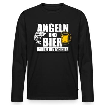 Angler Fischerei Fischen AngelnGeschenkidee - Männer Premium Bio Langarmshirt - Schwarz - Vorne - Nico (187cm)