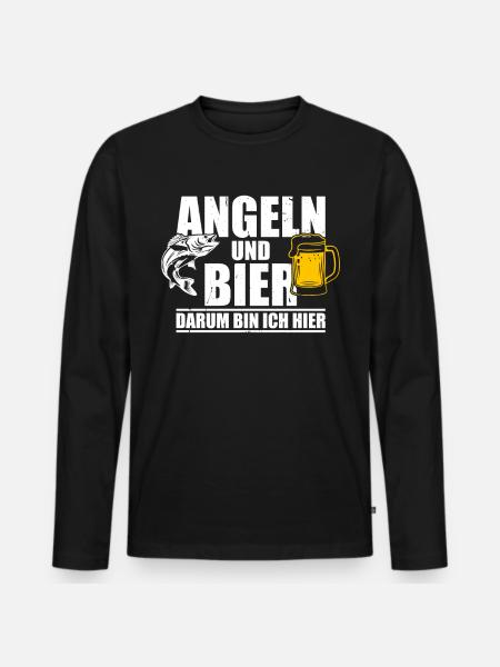 Angler Fischerei Fischen AngelnGeschenkidee - Männer Premium Bio Langarmshirt - Schwarz