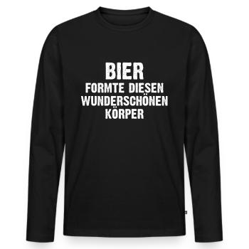 Lustige Sprüche, Geschenk zB Geburtstag, Bier Alk - Männer Premium Bio Langarmshirt - Schwarz - Vorne - Nico (187cm)