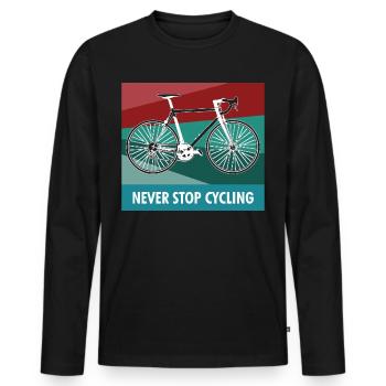 Vélo cycliste vélo vélo roue cadeau - T-shirt manches longues Premium bio Homme - noir - Devant - Nico (187cm)